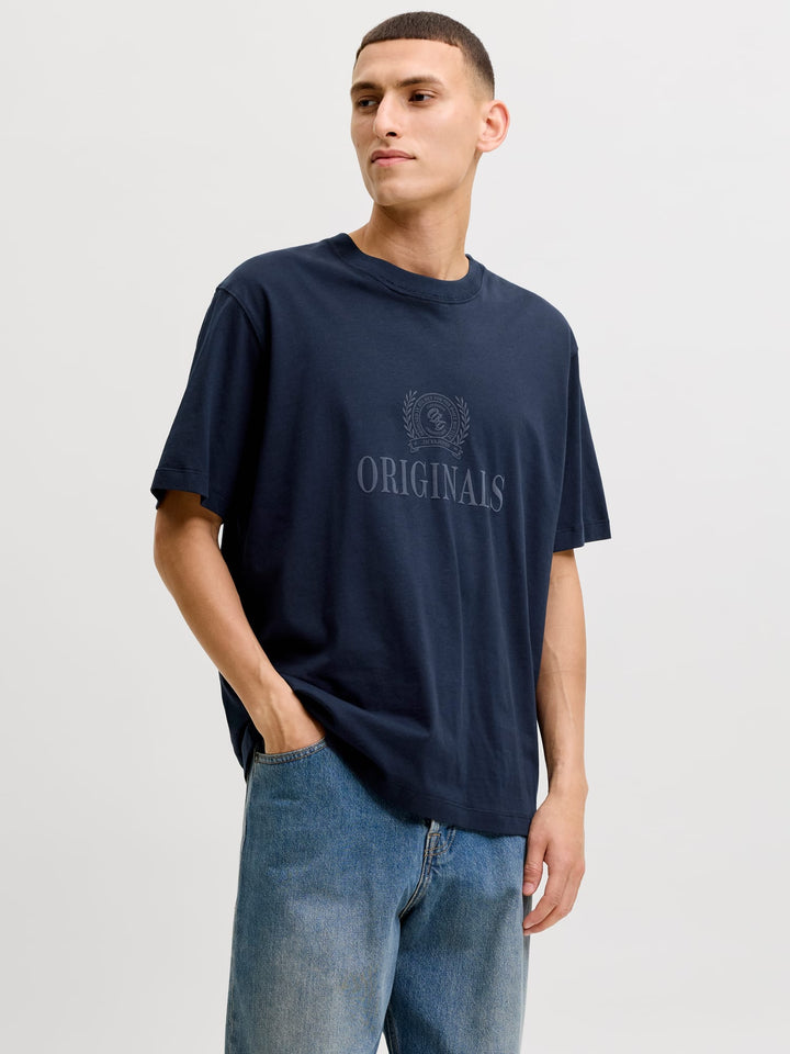 Jack & Jones t-shirt k/m heren navy – Frederik