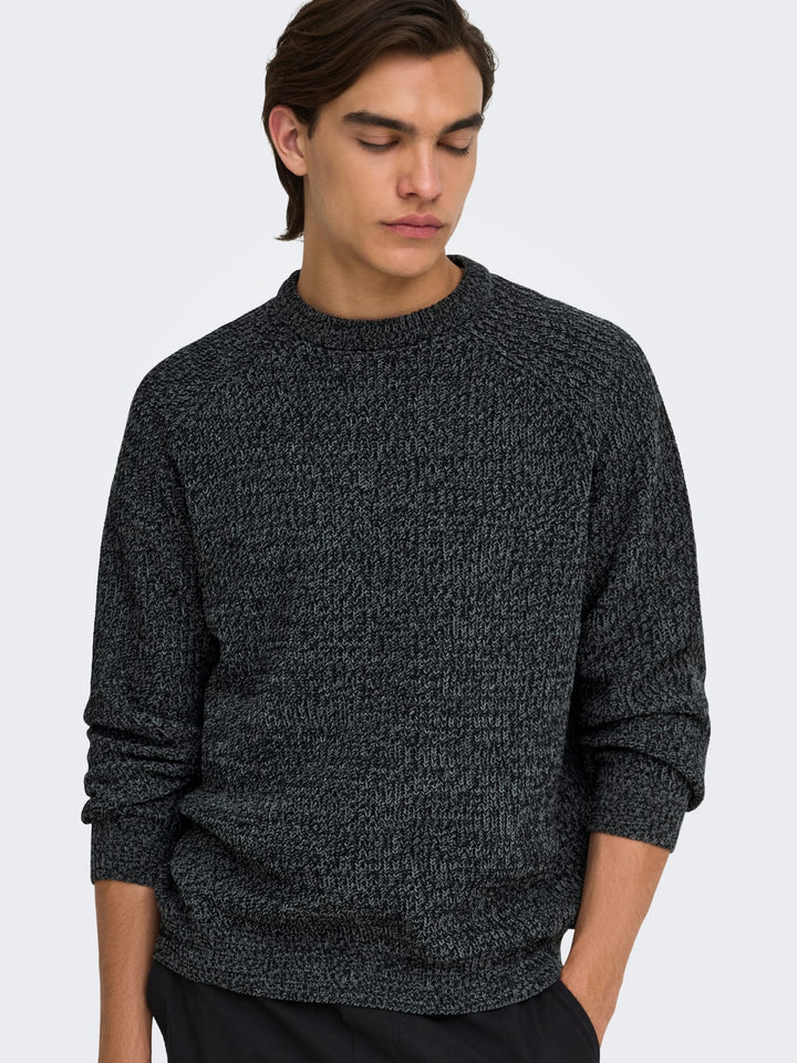 ONLY & SONS gebreide pullover zwart dessin – heren