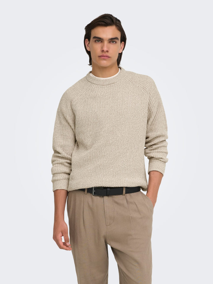 ONLY & SONS gebreide pullover zand – heren