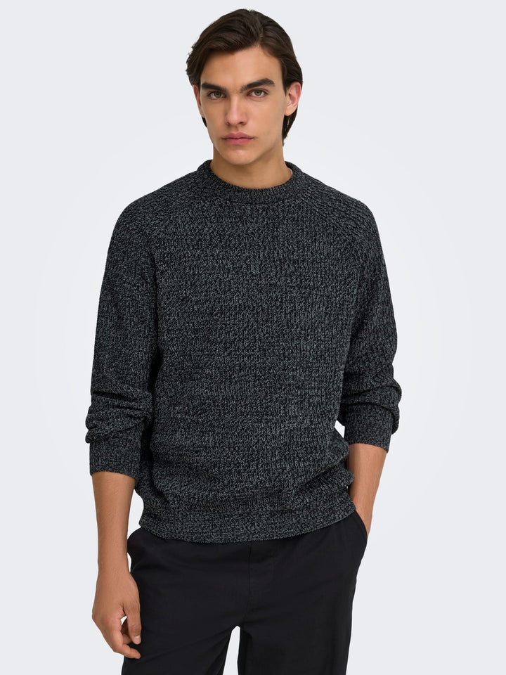 ONLY & SONS gebreide pullover zwart dessin – heren