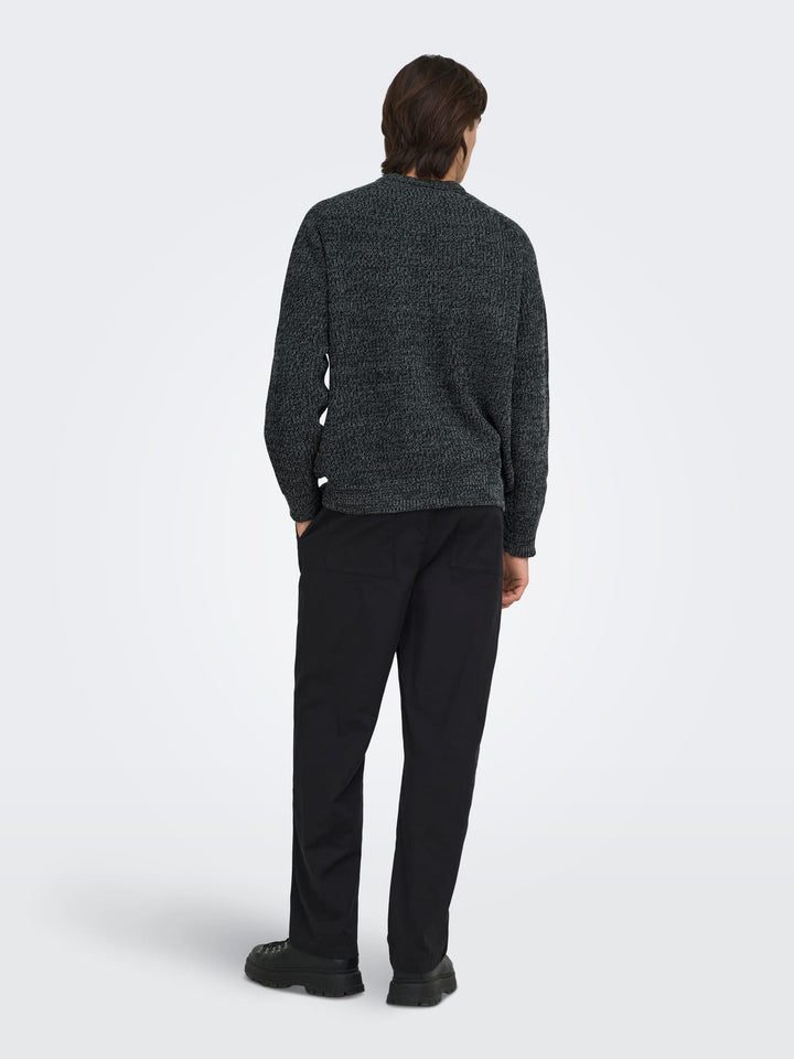 ONLY & SONS gebreide pullover zwart dessin – heren