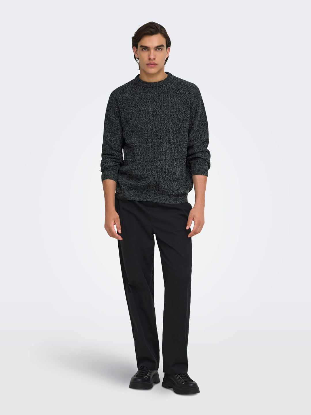 ONLY & SONS gebreide pullover zwart dessin – heren