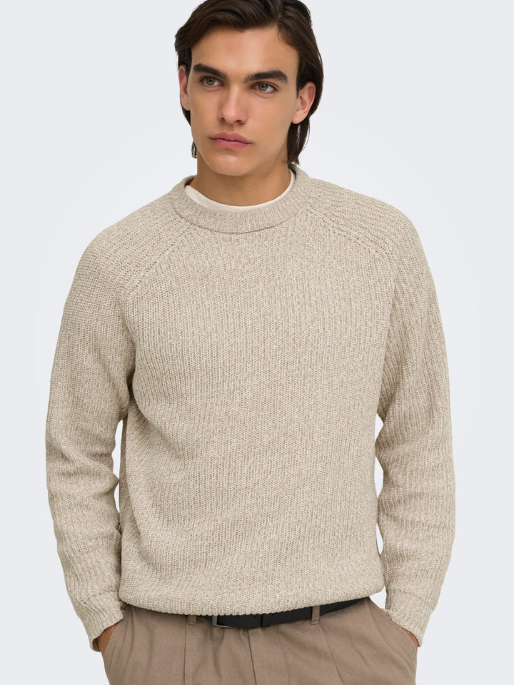 ONLY & SONS gebreide pullover zand – heren