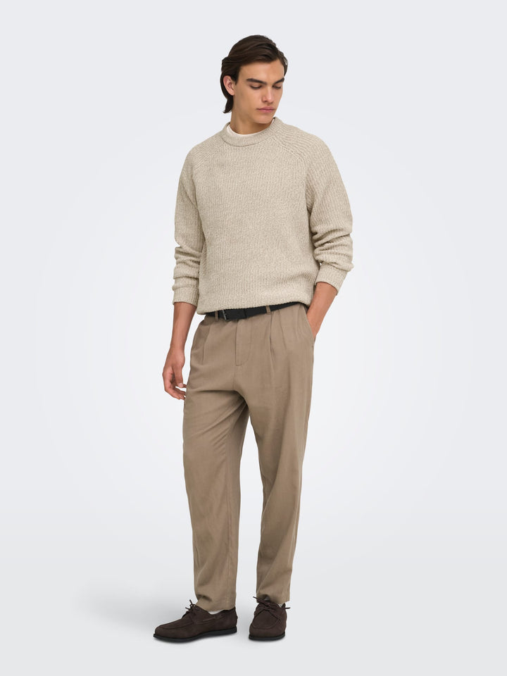 ONLY & SONS gebreide pullover zand – heren