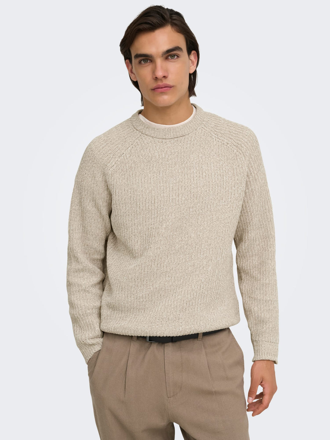 ONLY & SONS gebreide pullover zand – heren