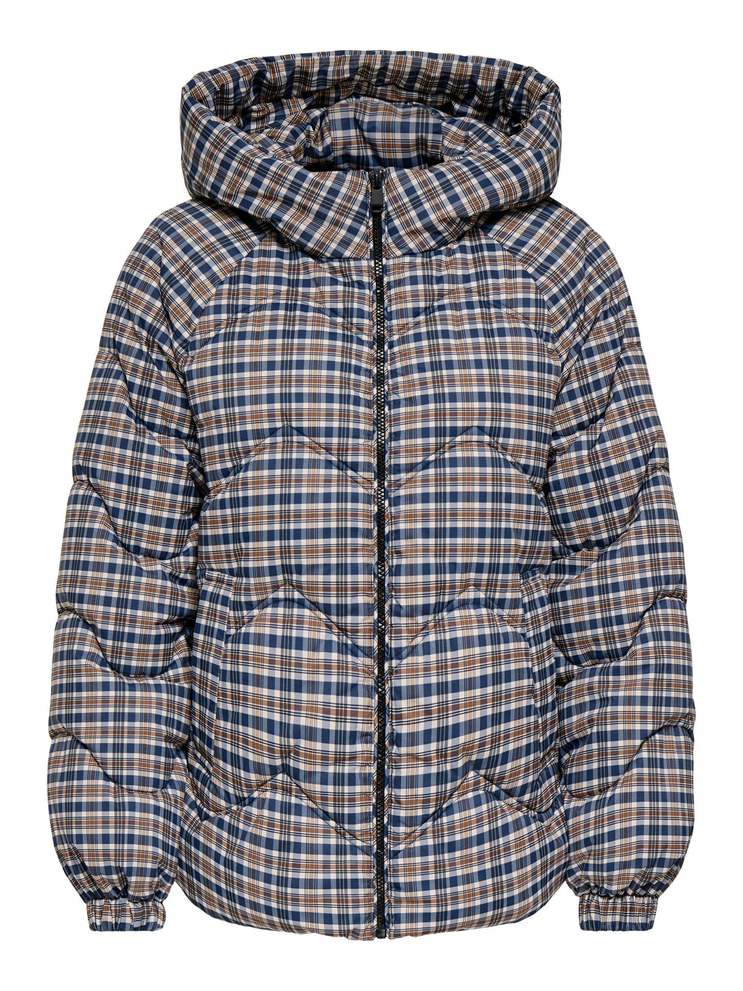 Jacqueline de Yong 15392731 power winterjas dames blauw dessin