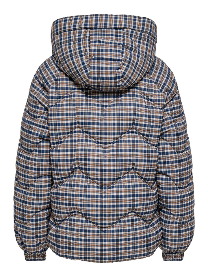 Jacqueline de Yong 15392731 power winterjas dames blauw dessin