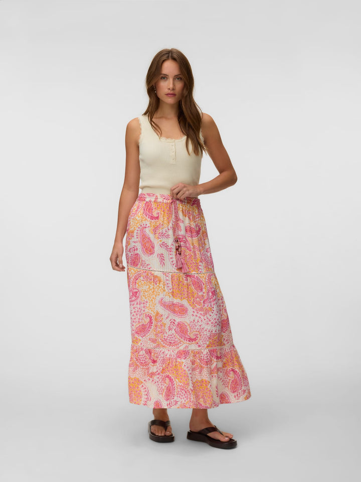 VERO MODA 10344759 Nina maxi rok – dames - Roze Dessin