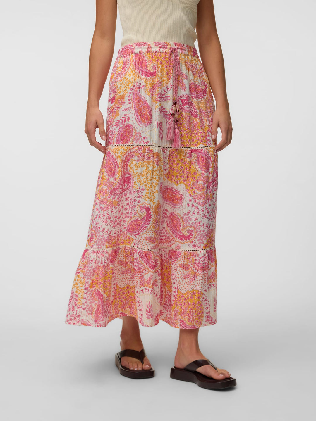 VERO MODA 10344759 Nina maxi rok – dames - Roze Dessin