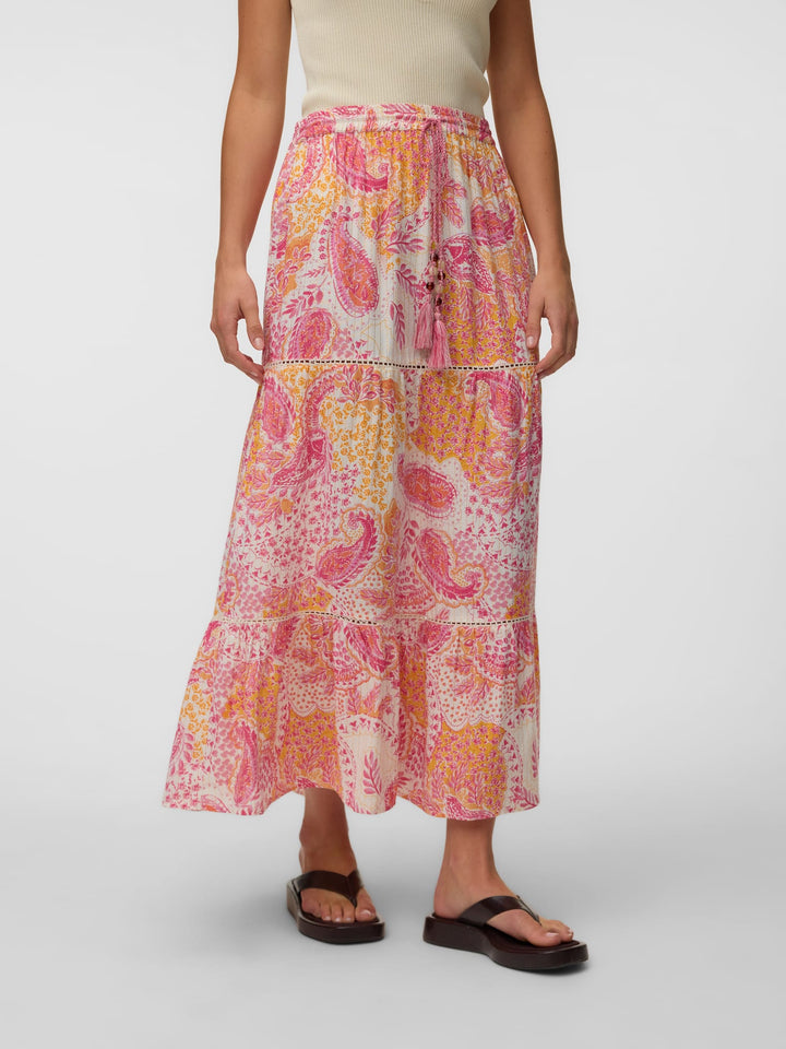 VERO MODA 10344759 Nina maxi rok – dames - Roze Dessin