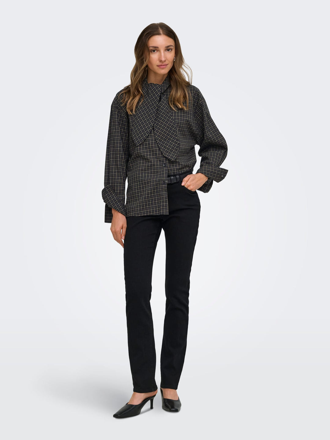 Jacqueline de Yong 15384549 Vilda blouse l/m zwart dessin