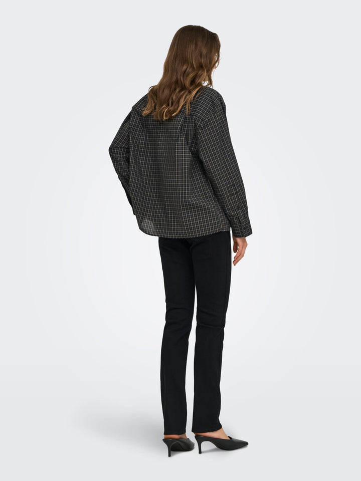 Jacqueline de Yong 15384549 Vilda blouse l/m zwart dessin