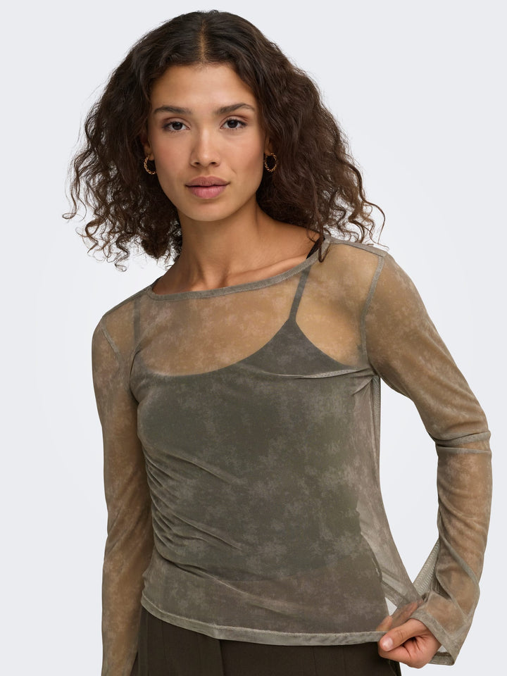 Only 15384102 Nox top l/m dames groen dessin