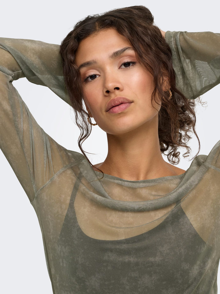 Only 15384102 Nox top l/m dames groen dessin