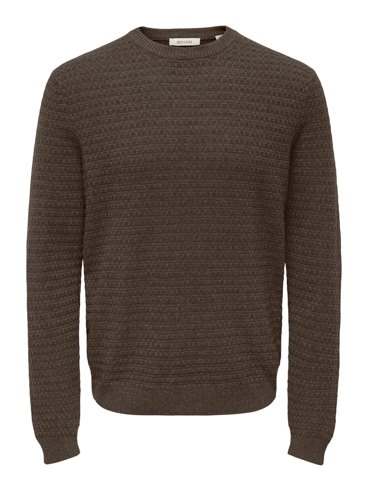 ONLY & SONS trui heren bruin dessin – casual stijl
