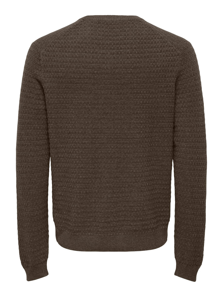 ONLY & SONS trui heren bruin dessin – casual stijl