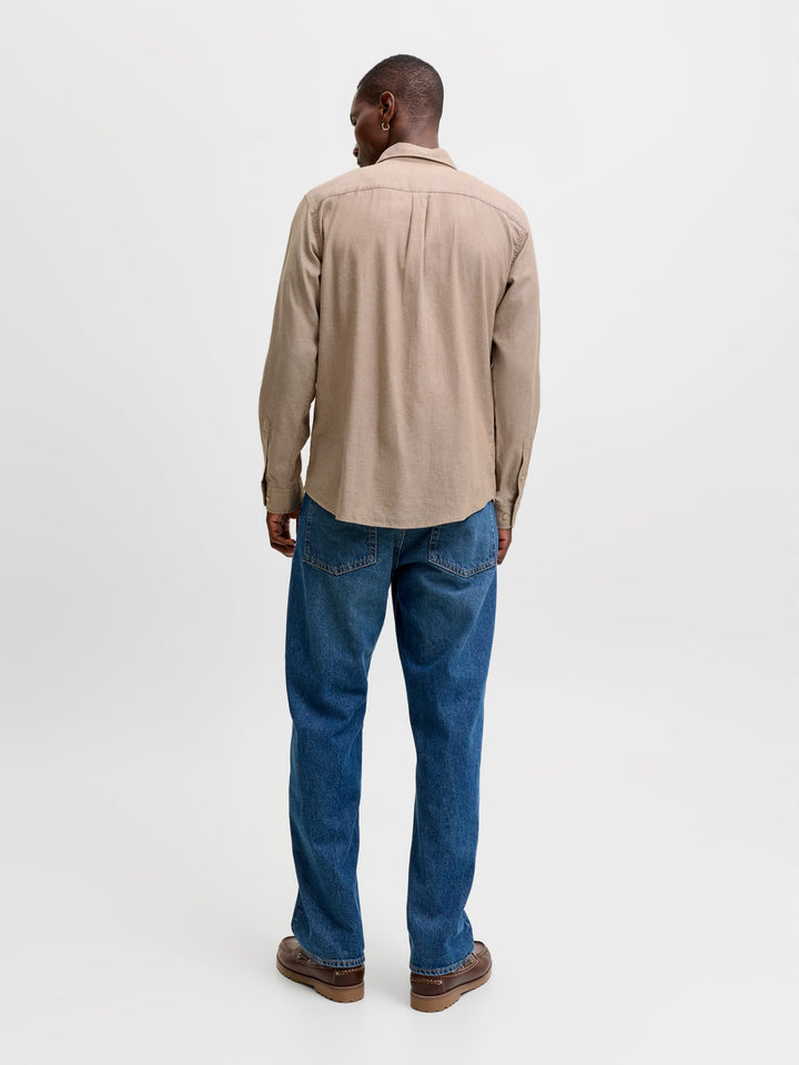 Jack &amp; Jones 12298562 overhemd l/m antraciet – heren - Zand