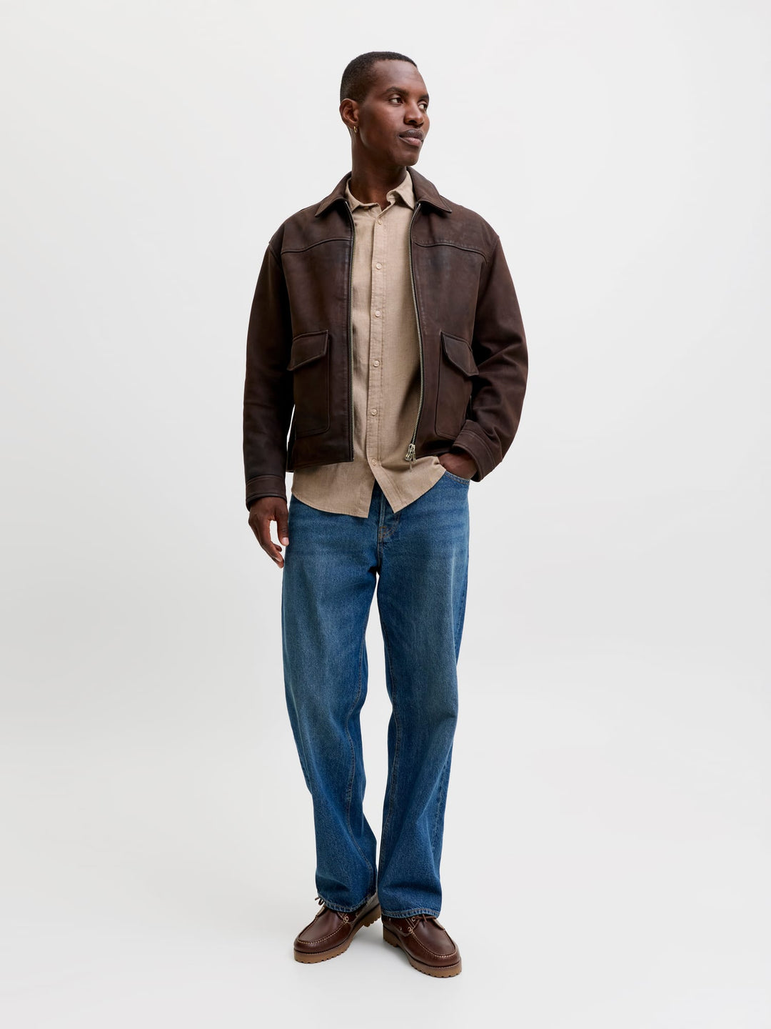 Jack &amp; Jones 12298562 overhemd l/m antraciet – heren - Zand