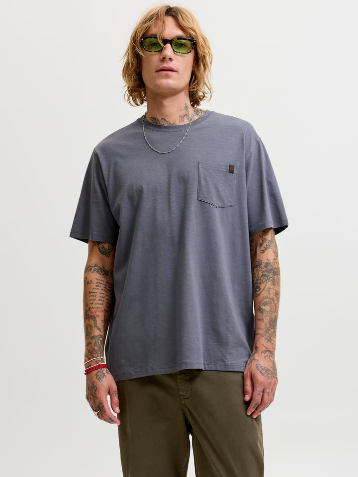 Jack & Jones T-shirt k/m heren grijs – JJEDOVER SLUB TEE
