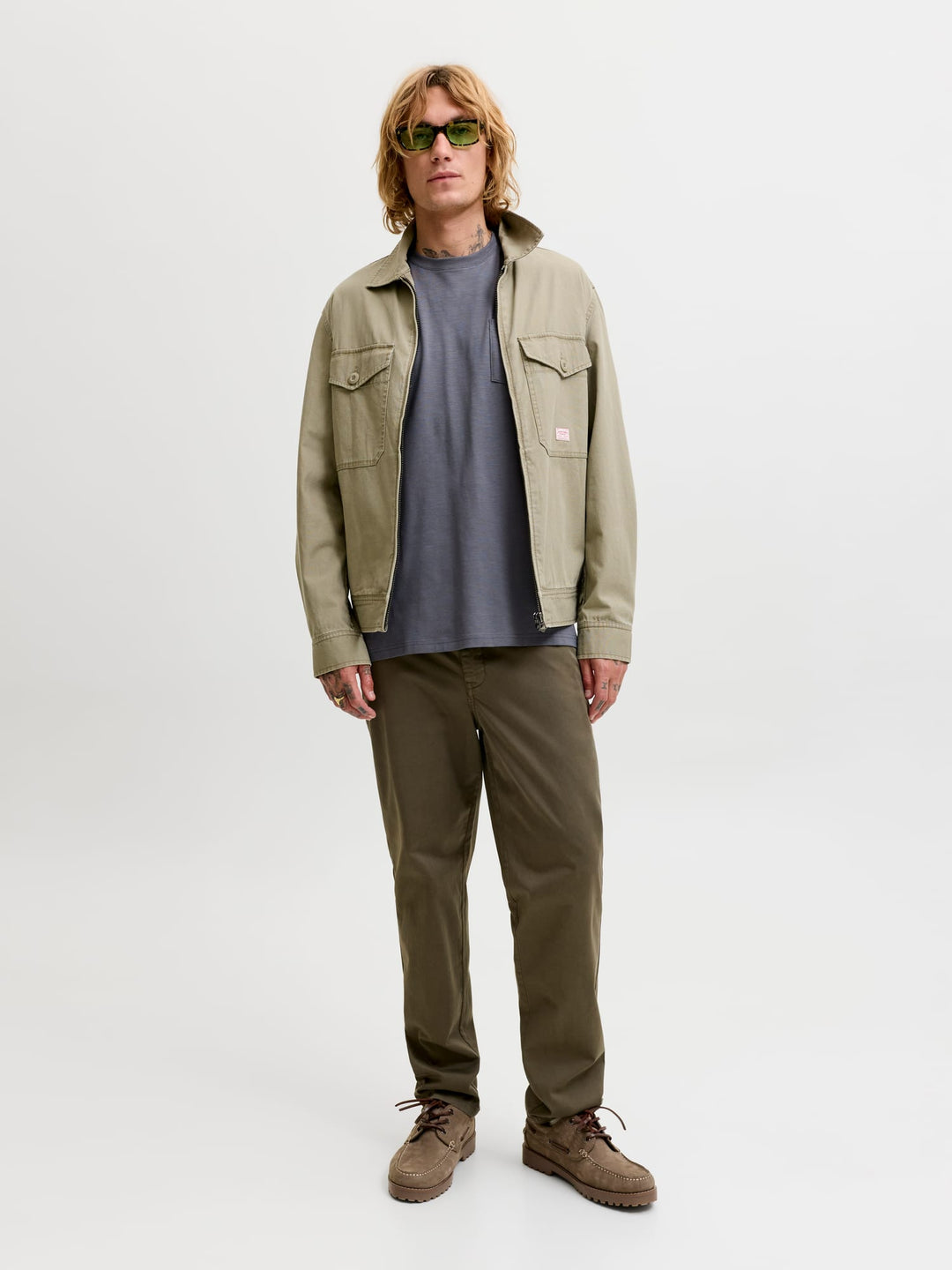 Jack & Jones T-shirt k/m heren grijs – JJEDOVER SLUB TEE