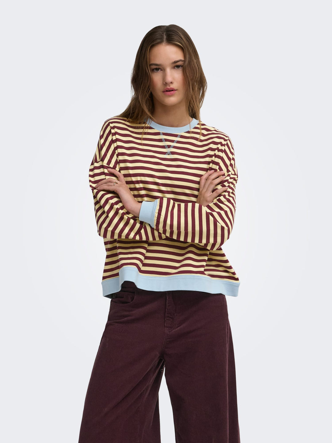 Only 15380742 Freja t-shirt l/m dames geel dessin