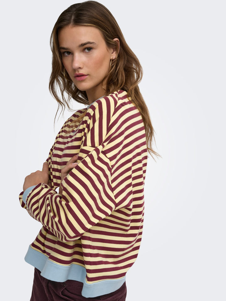 Only 15380742 Freja t-shirt l/m dames geel dessin