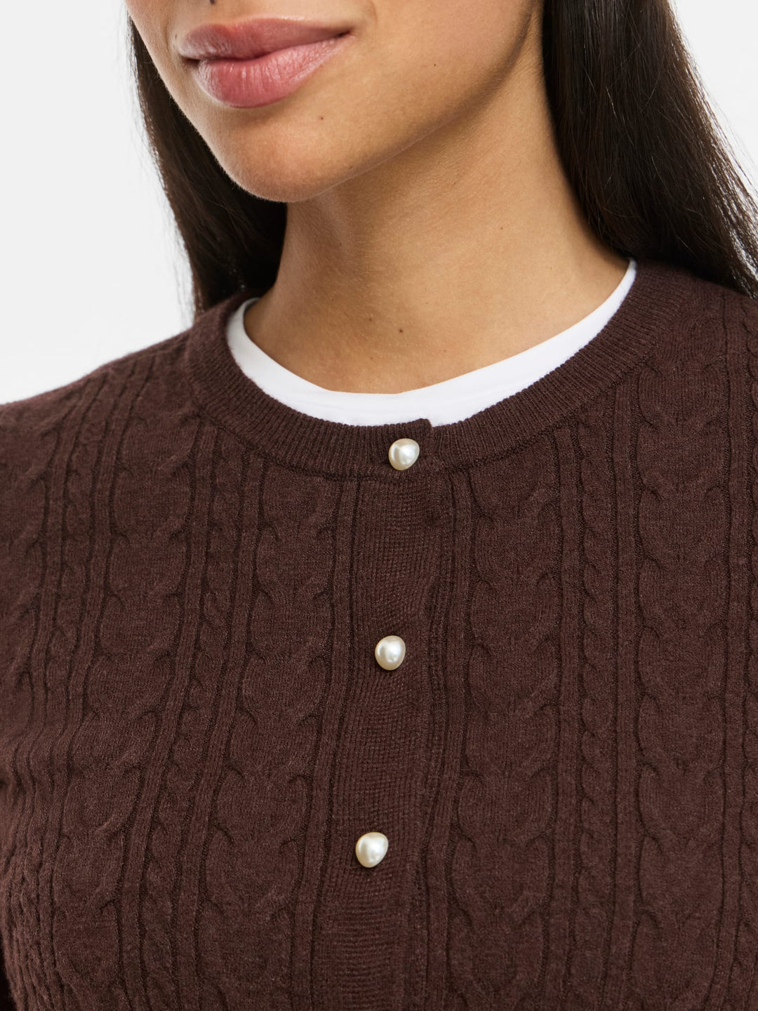 Vila 14115309 Kerry vest gebreid dames – bruin