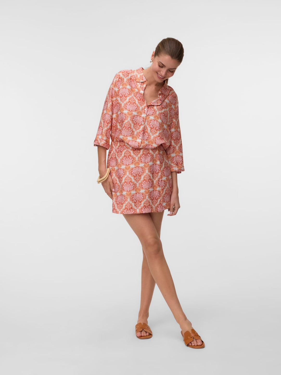 VERO MODA 10349830 Evelijn blouse l/m dames - oranje dessin