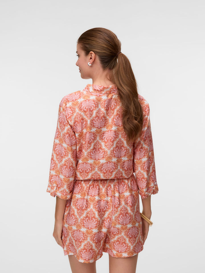 VERO MODA 10349830 Evelijn blouse l/m dames oranje dessin