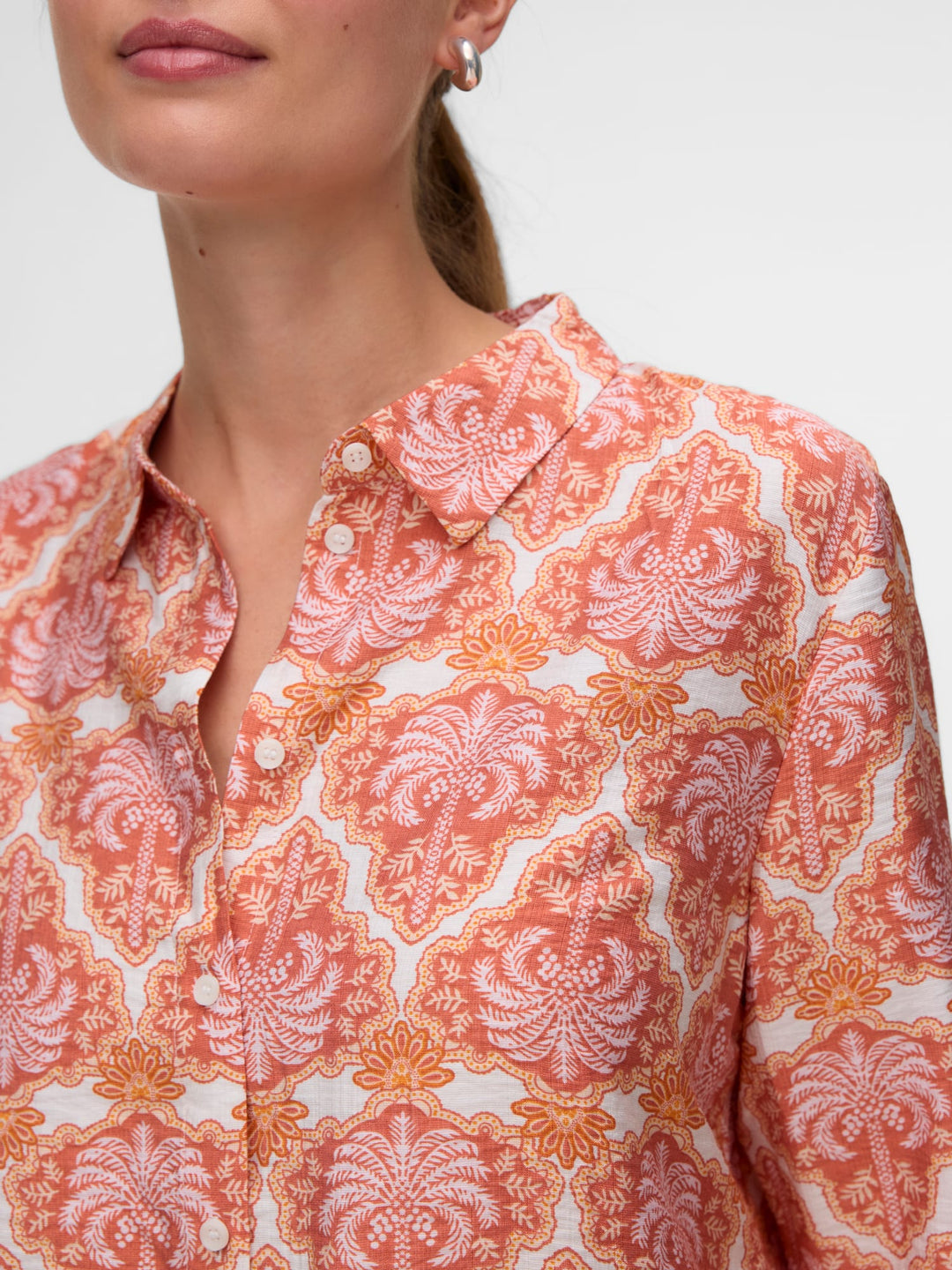 VERO MODA 10349830 Evelijn blouse l/m dames - oranje dessin