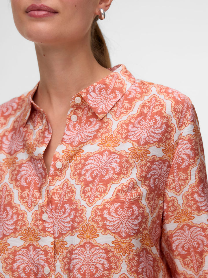 VERO MODA 10349830 Evelijn blouse l/m dames - oranje dessin