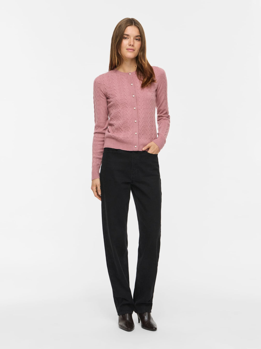 Vila 14115309 Kerry vest gebreid dames – oud roze