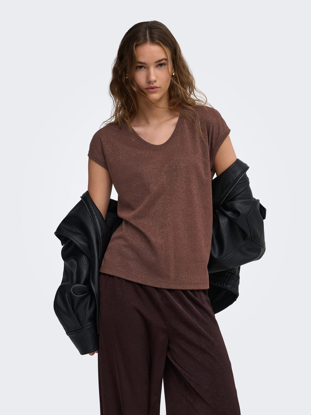 Only t-shirt k/m dames bordeaux – 15136069 Silvery