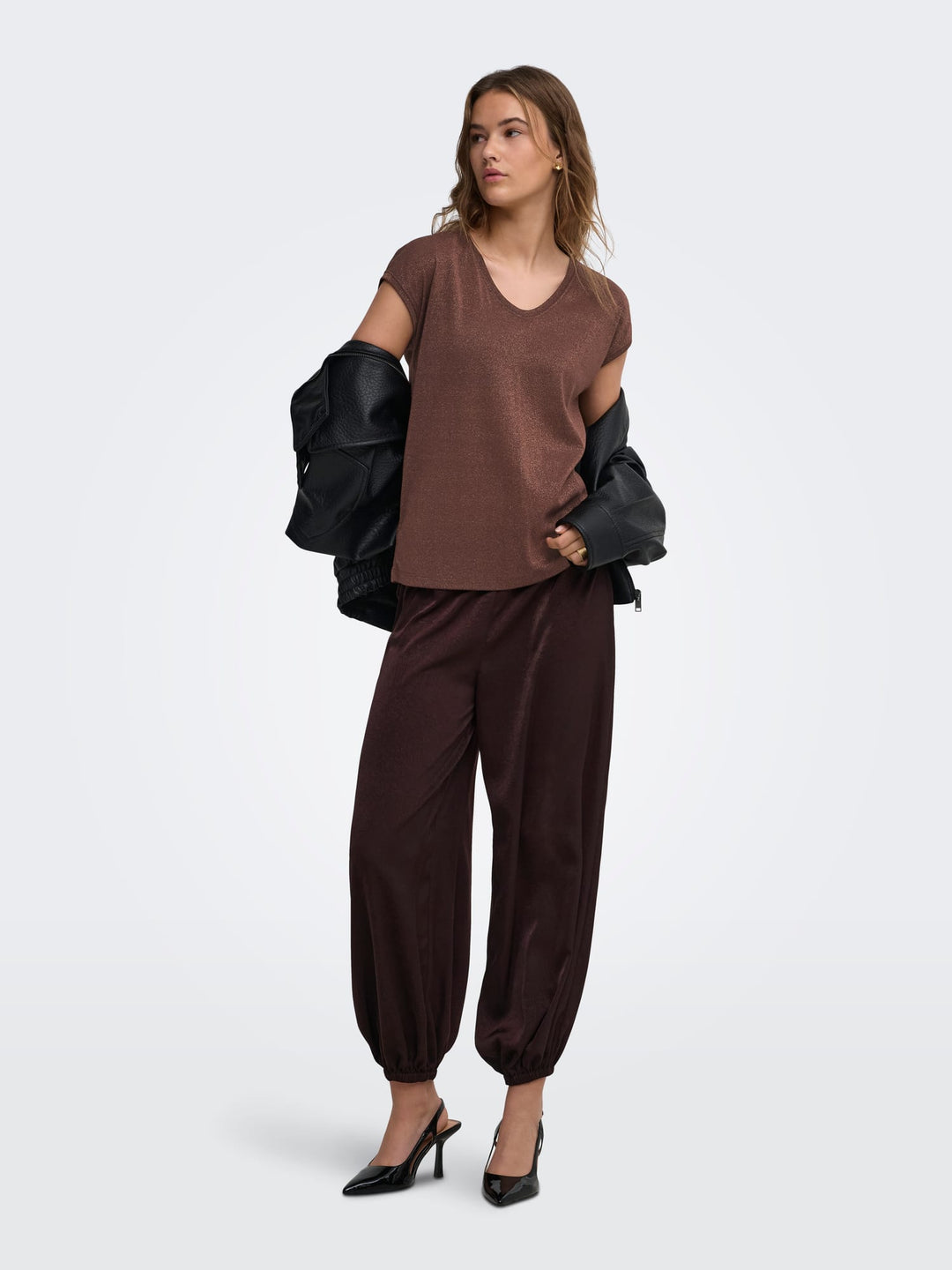 Only t-shirt k/m dames bordeaux – 15136069 Silvery