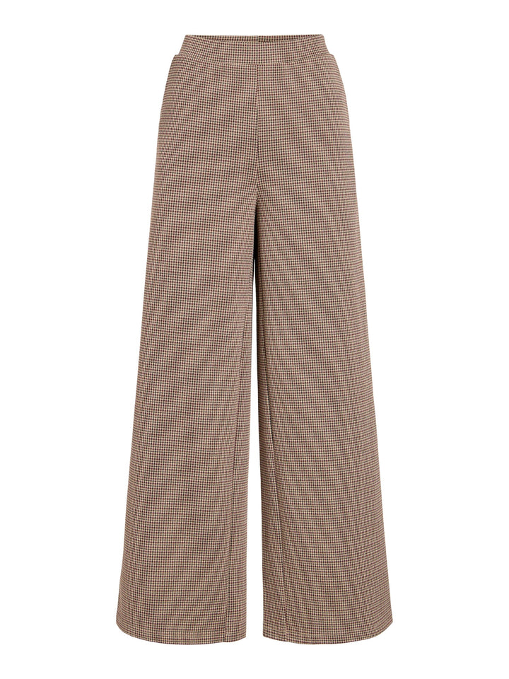 Vila 14119773 chekka lange broek dames bruin dessin