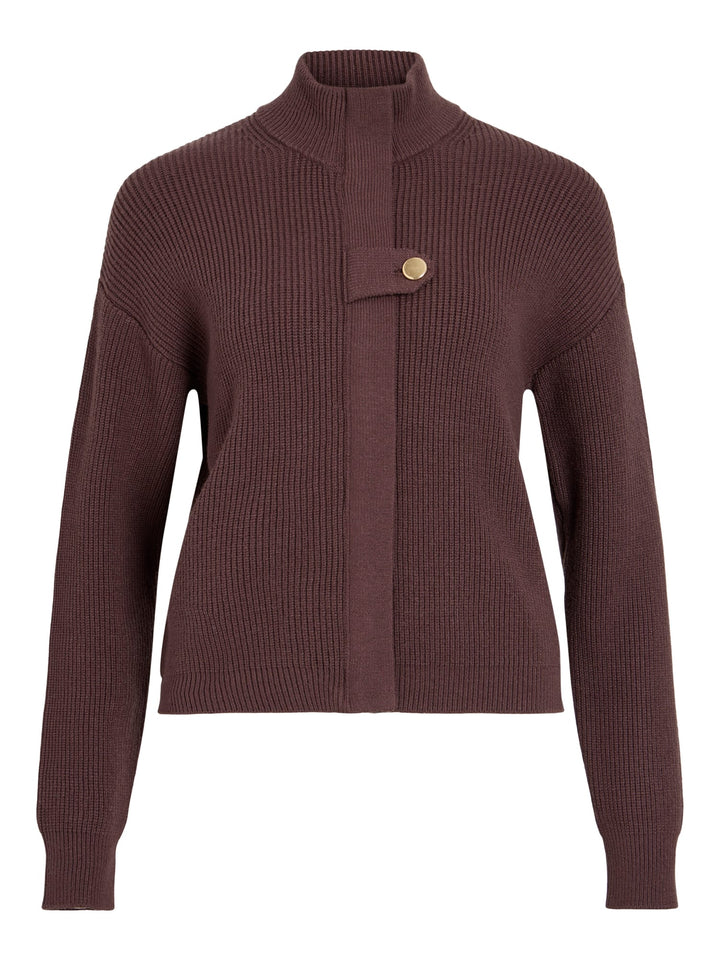 Vila 14121024 Latte vest gebreid dames bruin