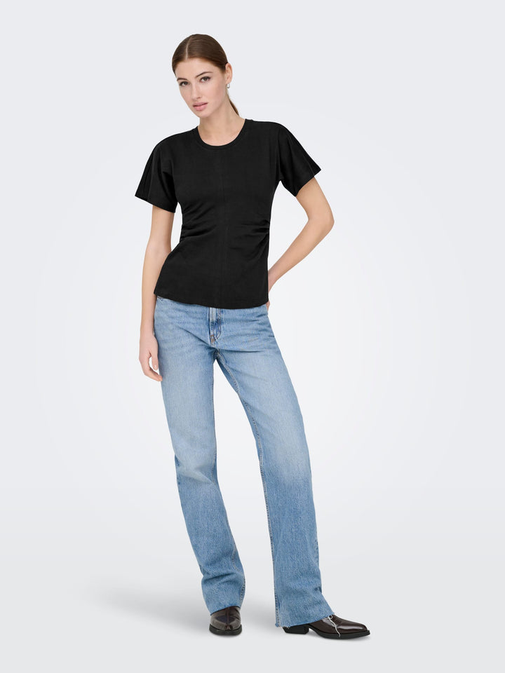 Only ONLMARIE S/S RUCHING TOP JRS NOOS – dames t-shirt - Zwart