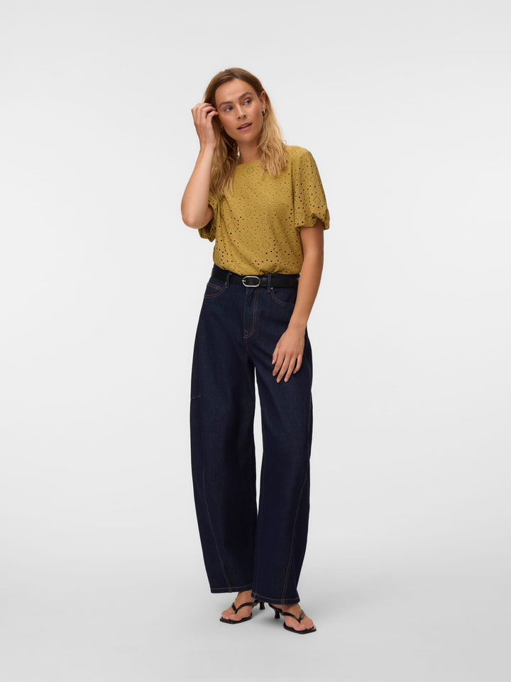 VERO MODA VMTASSA LIV BALLOON SLEEVE TOP – dames - Kaki