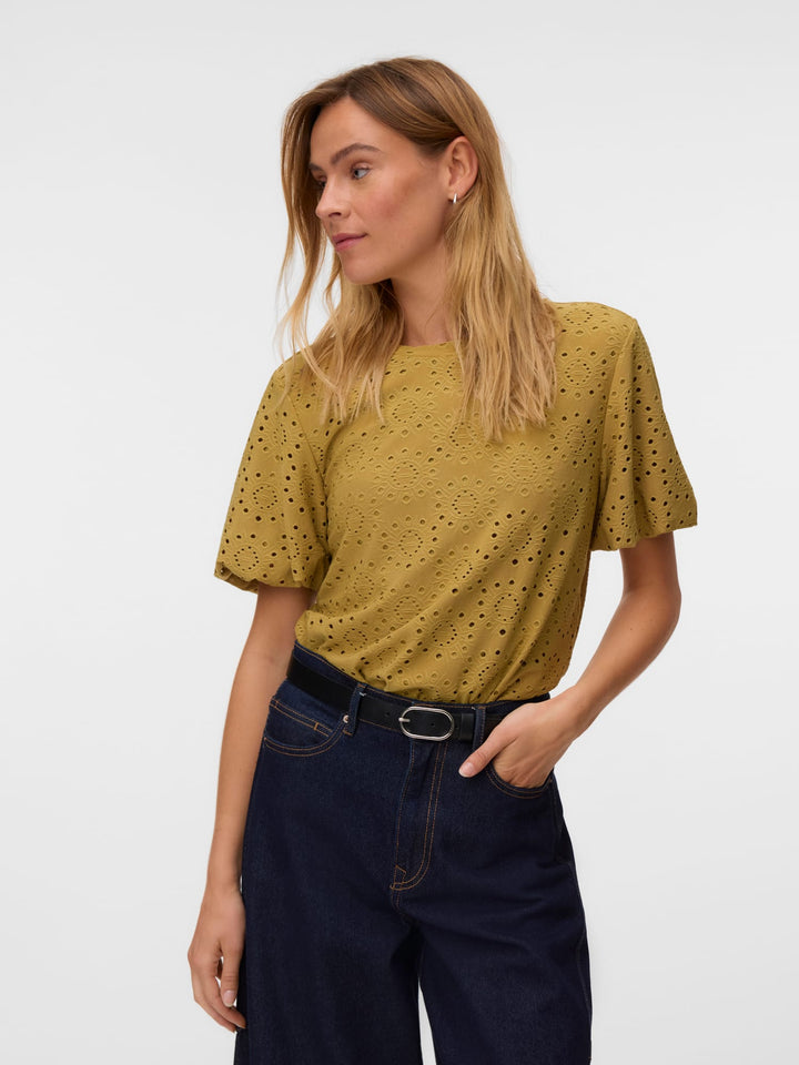 VERO MODA VMTASSA LIV BALLOON SLEEVE TOP – dames - Kaki