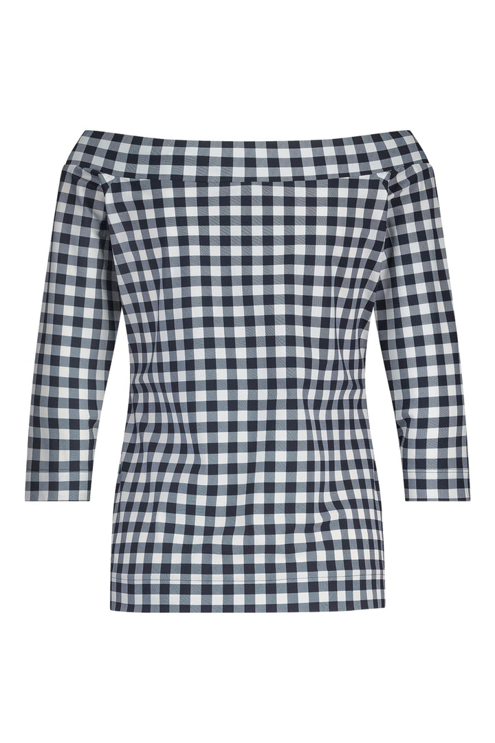 Studio Anneloes Dolly check top blauw dessin – dames t-shirt