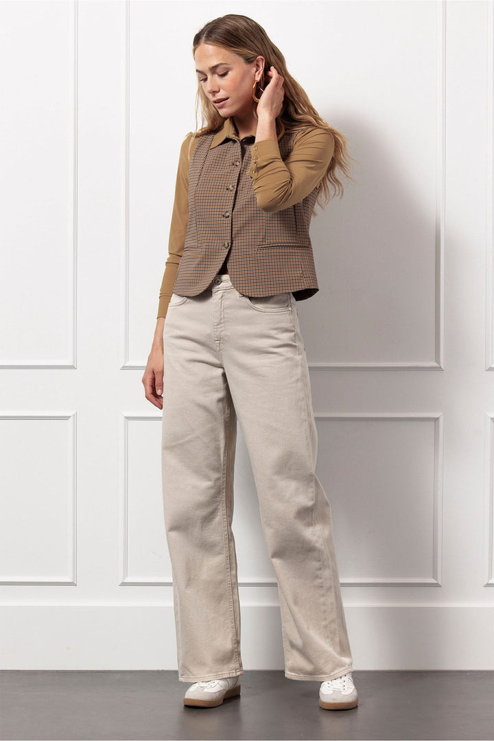 Studio Anneloes 13090 vest gebreid dames bruin dessin