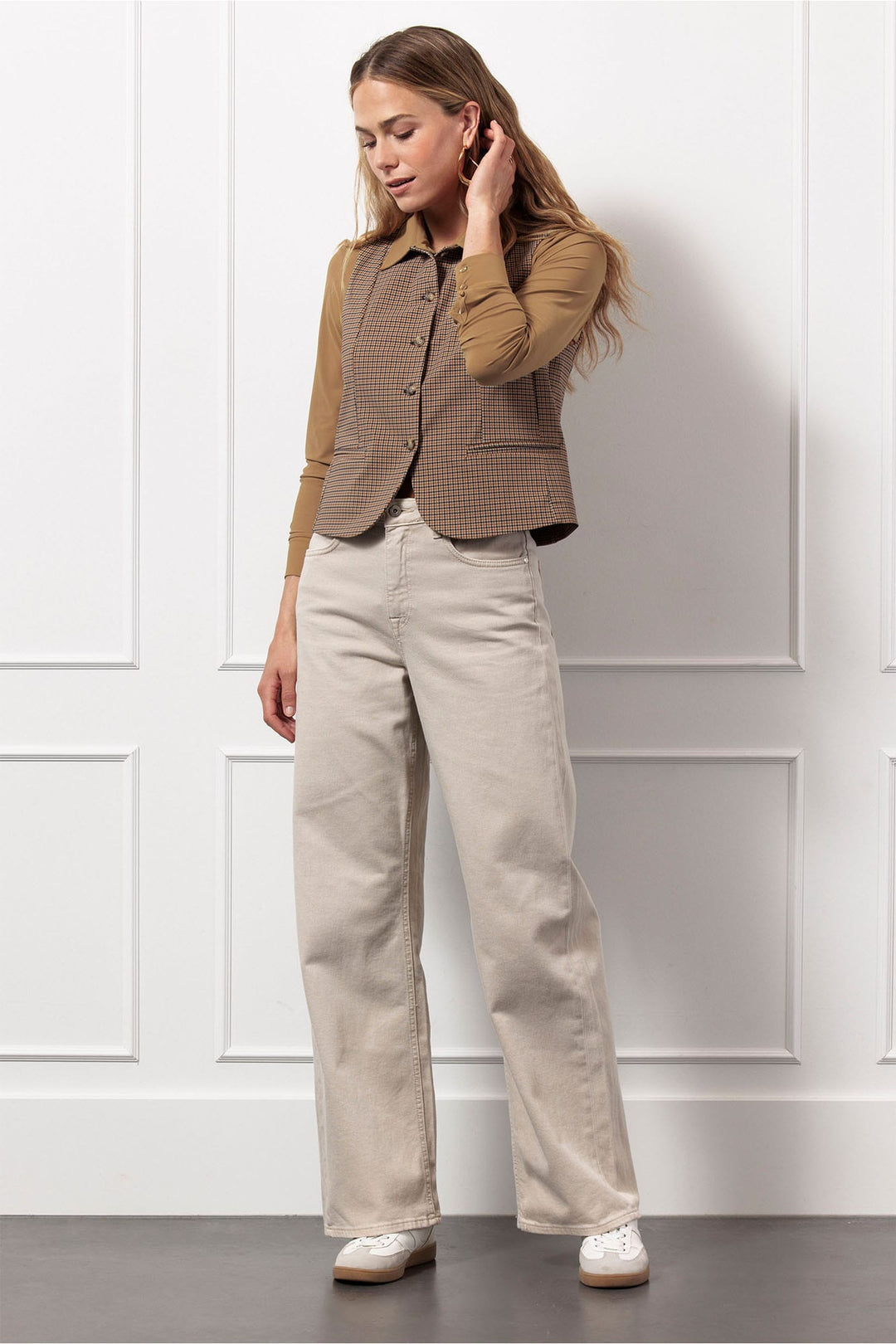 Studio Anneloes 13090 vest gebreid dames bruin dessin