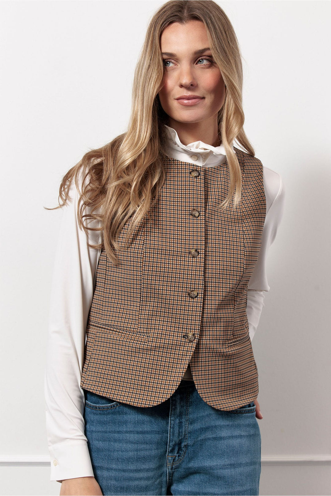 Studio Anneloes 13090 vest gebreid dames bruin dessin
