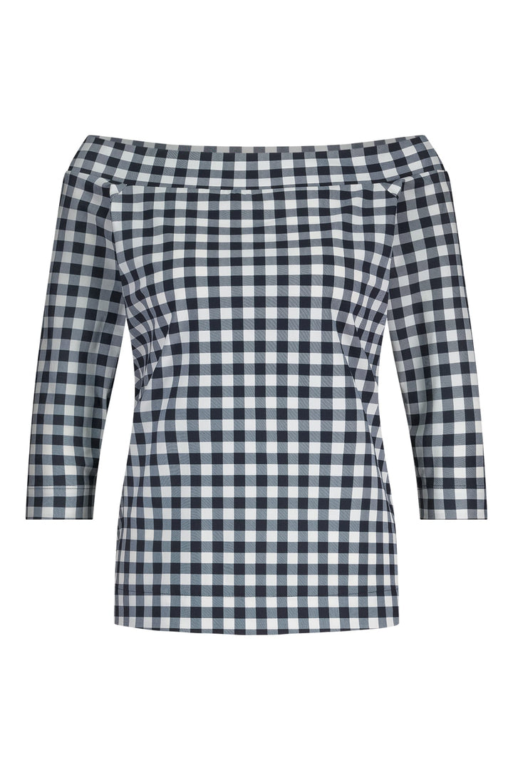 Studio Anneloes Dolly check top blauw dessin – dames t-shirt