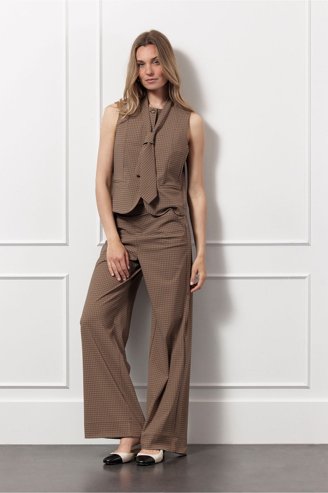 Studio Anneloes 13090 vest gebreid dames bruin dessin