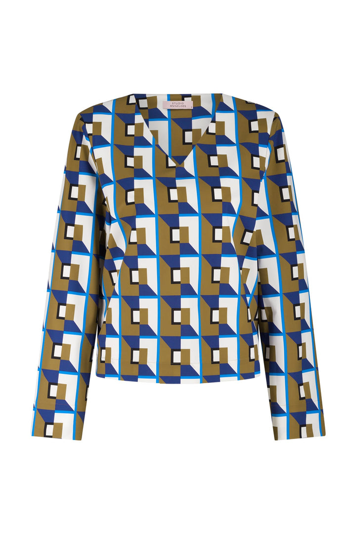 Studio Anneloes Chris graphic top bruin dessin – dames t-shirt