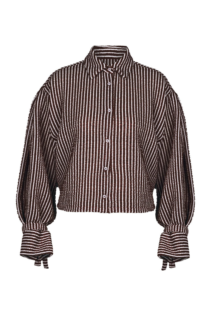 Studio Anneloes Ivara structure blouse bruin dessin – dames