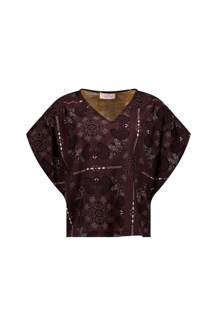 Studio Anneloes Renske paisley vneck top – dames - Bruin Dessin