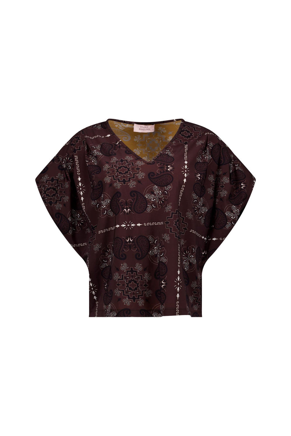 Studio Anneloes Renske paisley vneck top – dames - Bruin Dessin