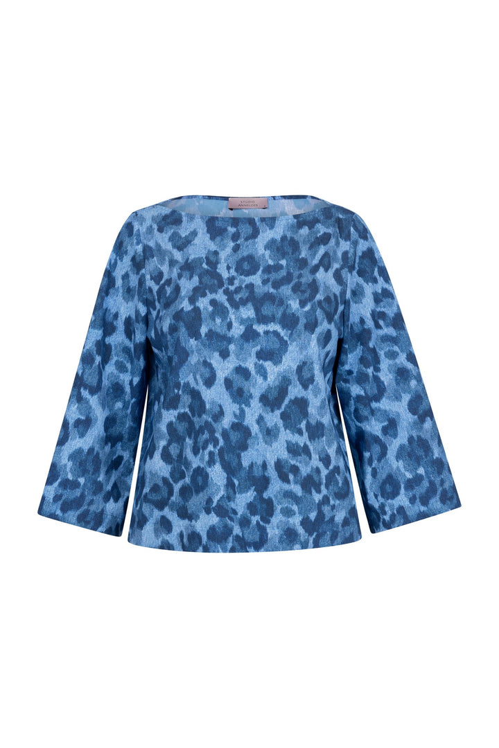 Studio Anneloes Ilja leopard top – dames - Blauw Dessin